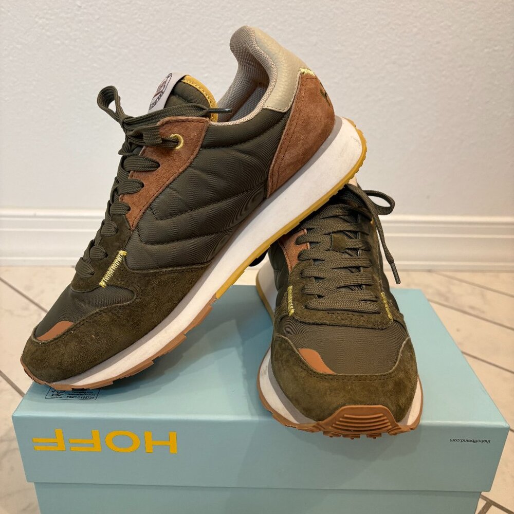 Women’s Olive Green Suede & Nylon Sneakers